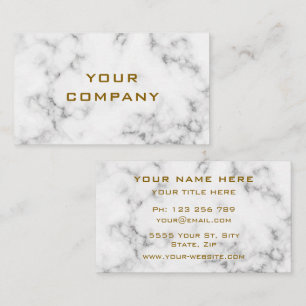 White Marble Stone Gold Business Card Professional