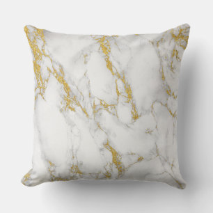 White Marble Stone Gold Glitter Accent Outdoor Cushion
