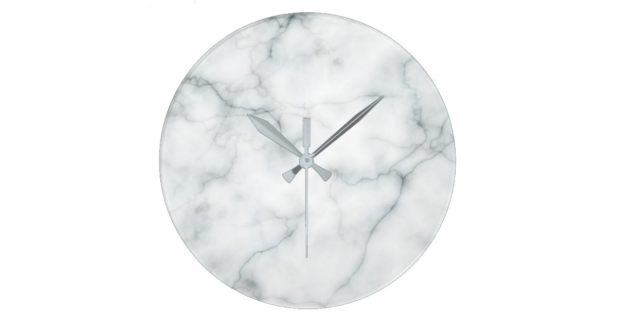 white marble stone large clock Zazzle.co.uk