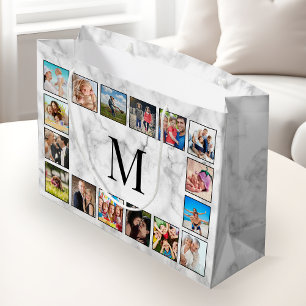 White Marble Stone Pattern Large Gift Bag
