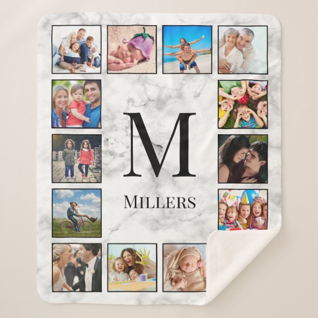 White Marble Stone Pattern Sherpa Blanket (Front)