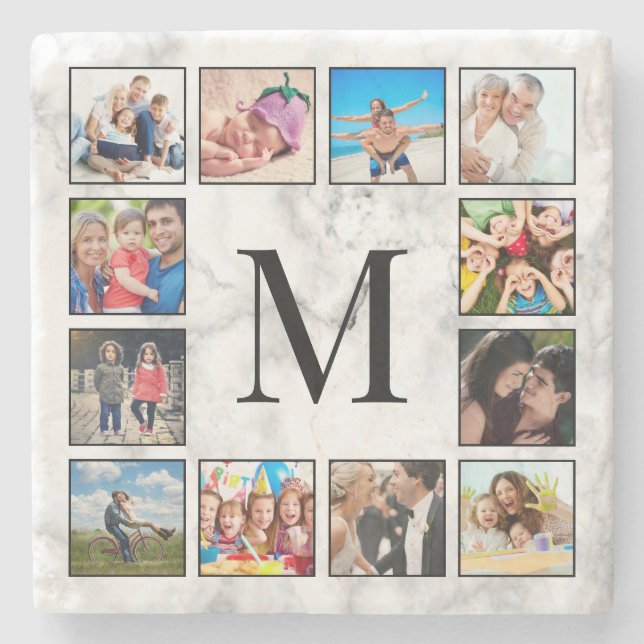 White Marble Stone Pattern Stone Coaster (Front)