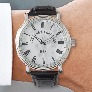 White Marble Stone Pattern Watch