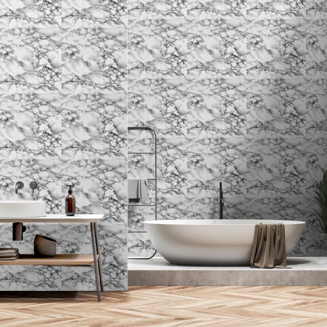 White Marble Stone Wallpaper (Bathroom)