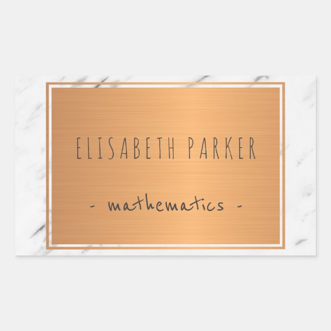 White marble stone with copper label your name (Front)