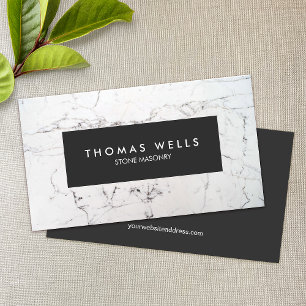 White Marble Stonemason Architect Business Card