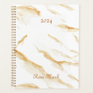 White Marble Swirl Customised Planner