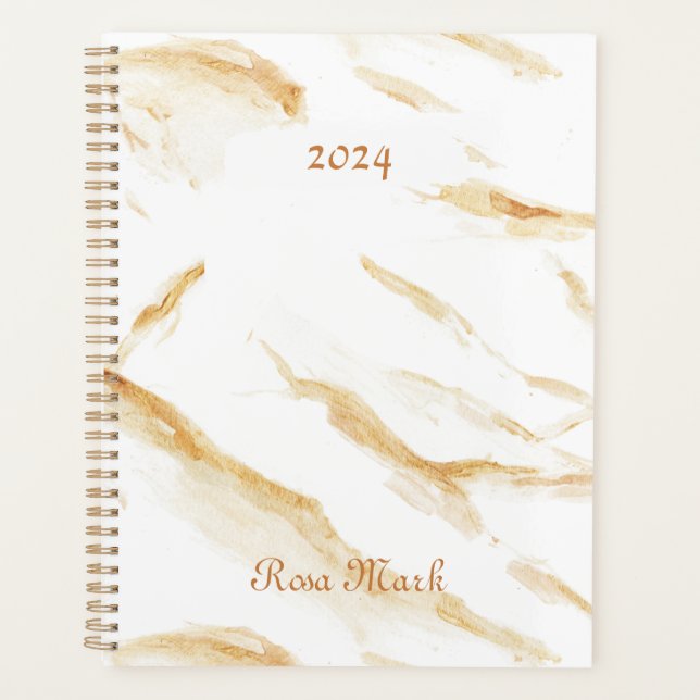 White Marble Swirl Customised Planner (Front)