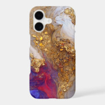 White Marble Swirl with Liquid Gold