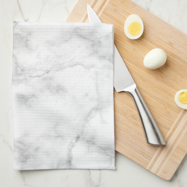 White marble tea towel (Quarter Fold)
