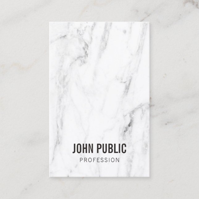 White Marble Template Simple Modern Professional Business Card (Front)