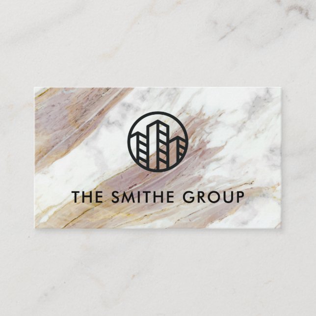 White Marble Texture | Corporate Icon Business Card (Front)