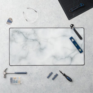 white marble texture desk mat