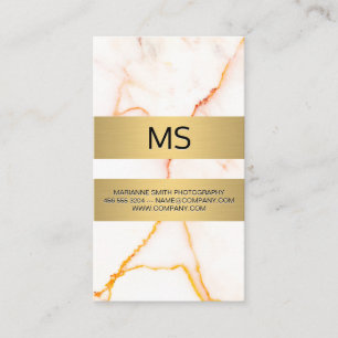 White Marble Texture Gold Metallic Bars Business Business Card