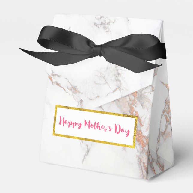 White Marble Texture Happy Mother's Day Favour Box (Front Side)