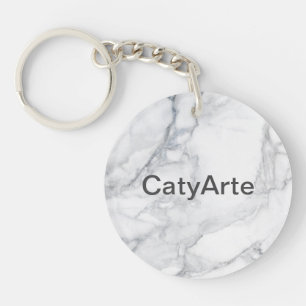 White marble texture key ring
