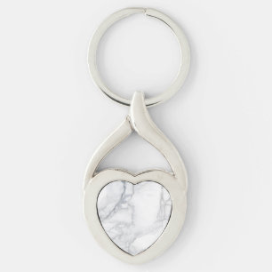 White marble texture key ring