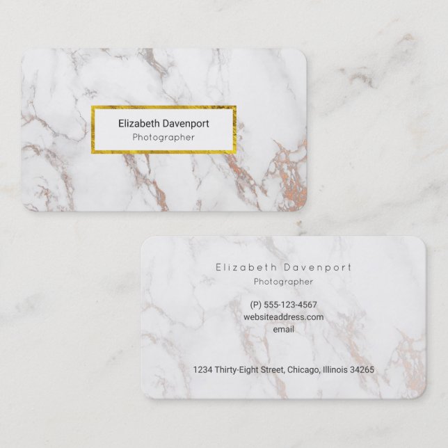 White Marble Texture Professional Business Card (Front/Back)