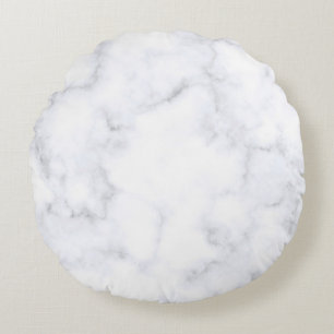 White Marble Texture Round Cushion