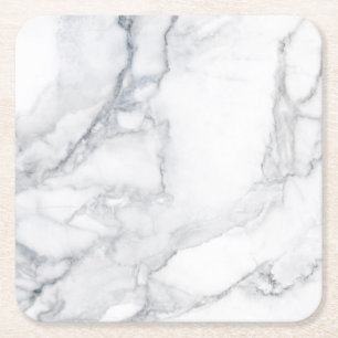 White marble texture square paper coaster