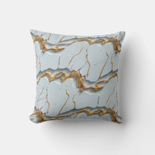 White Marble Texture with Cracked Gold Veins Cushion