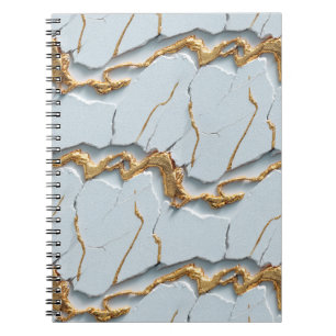 White Marble Texture with Cracked Gold Veins Notebook