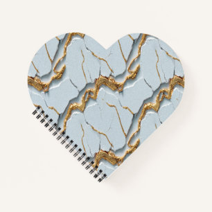 White Marble Texture with Cracked Gold Veins Notebook