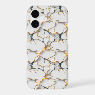 White Marble Texture with Glowing Gold Veins