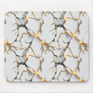 White Marble Texture with Glowing Gold Veins Mouse Mat