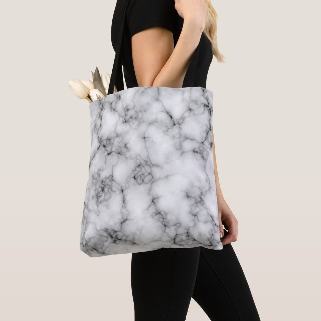 White Marble Tote Bag (Close Up)