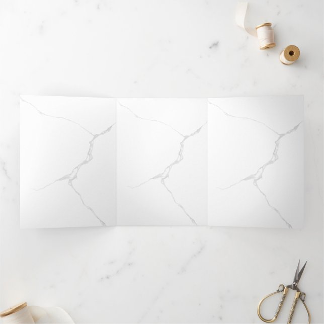 White Marble  Tri-Fold Announcement (Inside)