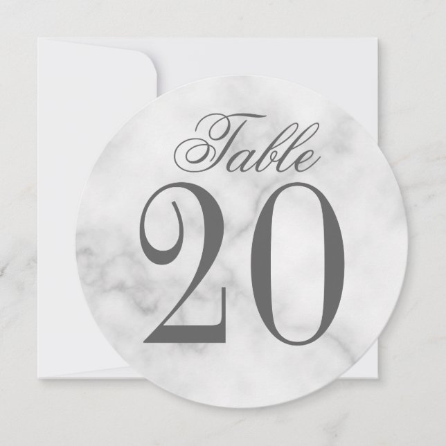 White Marble Wedding Circle Table Number (Front)