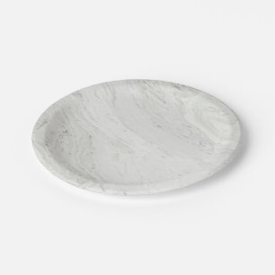 White marble wedding paper plate
