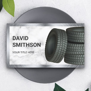White Marble Wheel Alignment Car Tire Shop Business Card