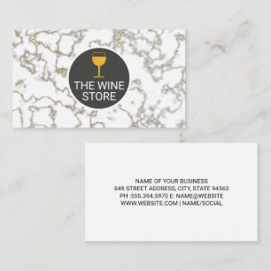 White Marble   Wine Glass Business Card