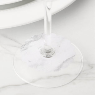 White Marble Wine Glass Tag