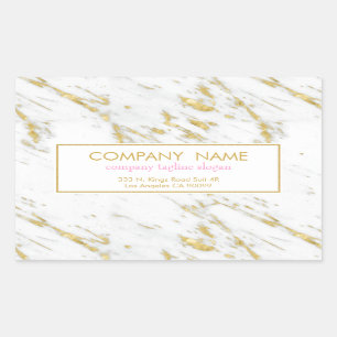 White Marble With Glitter Rectangular Sticker