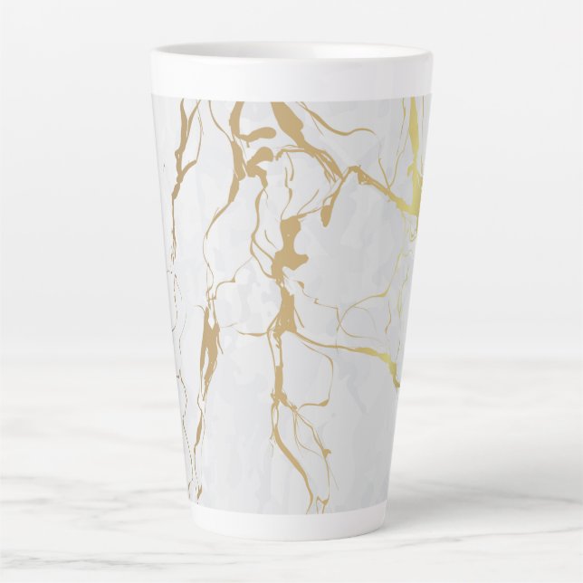 White Marble With Gold Latte Mug (Front)