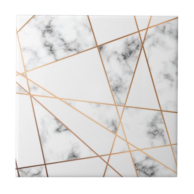 White Marble with Gold Lines Pretty Tile (Front)