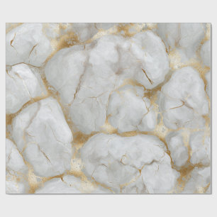 White Marble with Gold Veins Wrapping Paper