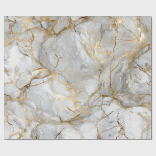 White Marble with Gold Veins Wrapping Paper