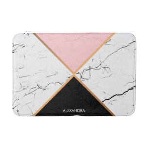 White Marble With Golden  Lines Bath Mat