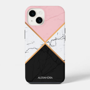 White Marble With Golden Lines iPhone 14 Case