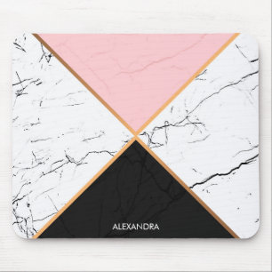 White Marble With Golden Lines Mouse Mat