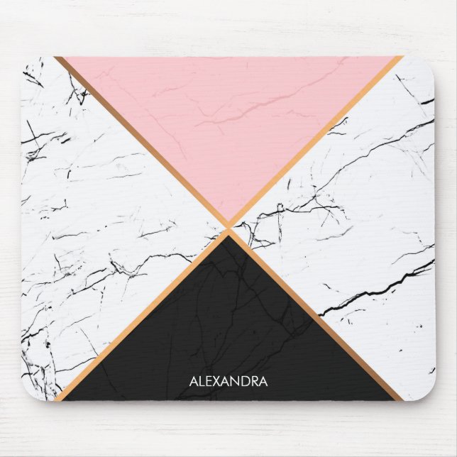 White Marble With Golden  Lines Mouse Mat (Front)