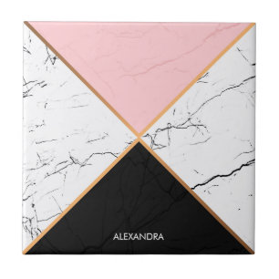 White Marble With Golden  Lines Tile