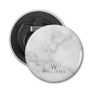 White Marble with Personalised Monogram and Name Bottle Opener