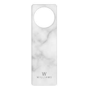 White Marble with Personalised Monogram and Name Door Hanger