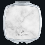 White Marble with Personalised Monogram and Name Vanity Mirror<br><div class="desc">White Marble with Personalised Monogram and Name Gift
featuring monogram and name in grey modern sans serif font style on white marble background.

Perfect as bridesmaids gift,  mother's day gift,  holiday gift,  family reunion gift and gift for any special occasions.</div>