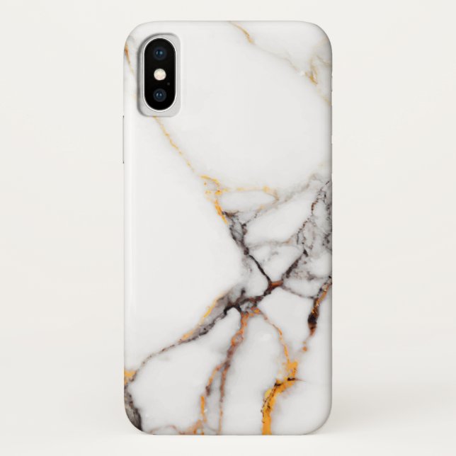 White Marbled With Grain Case-Mate iPhone Case (Back)